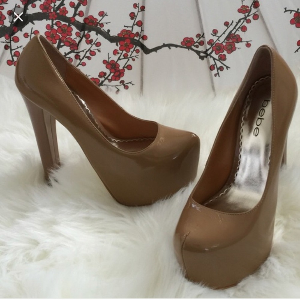 Bebe Khloé Nude Platform Heels